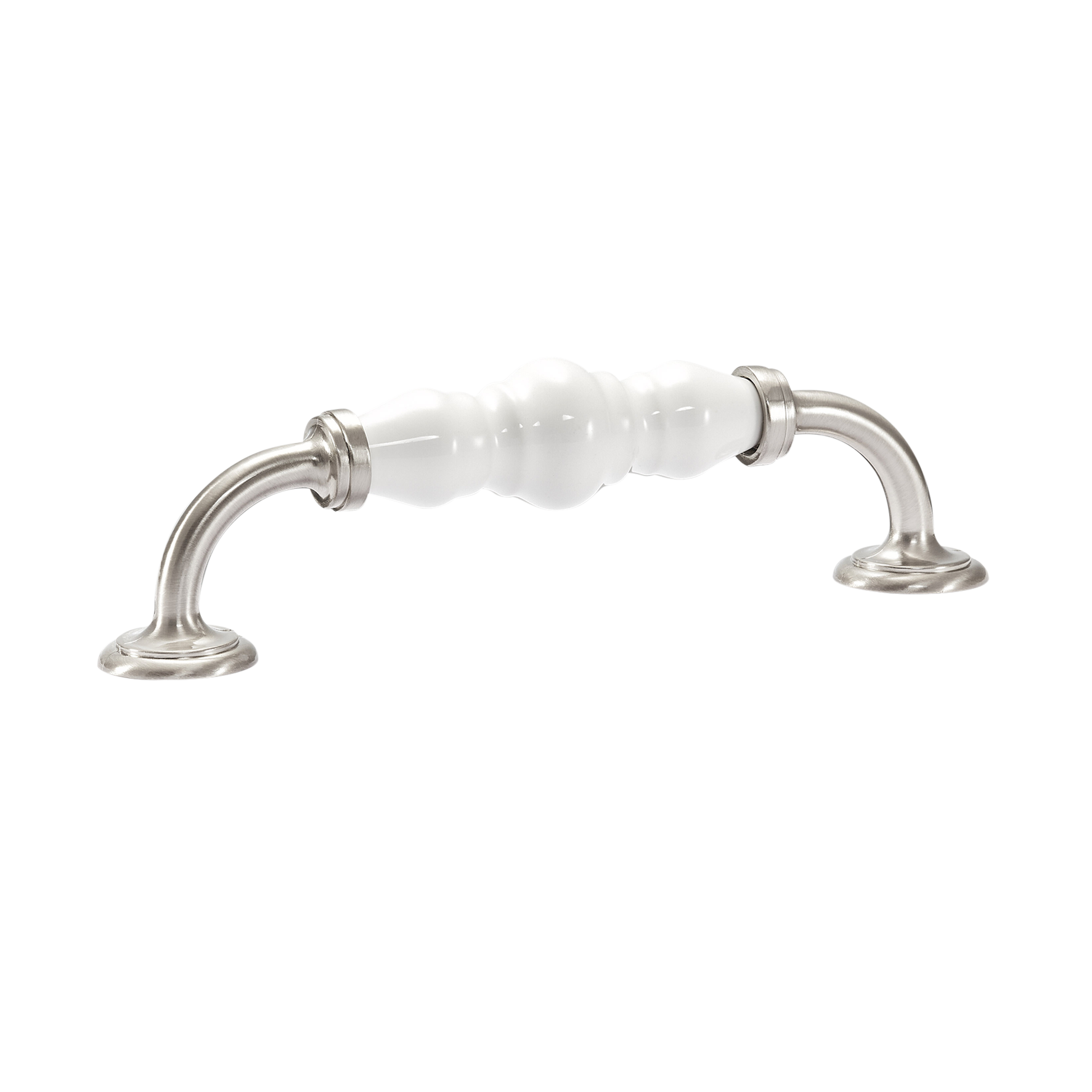 Momo Trianon D Handle 128mm In White & Brushed Nickel