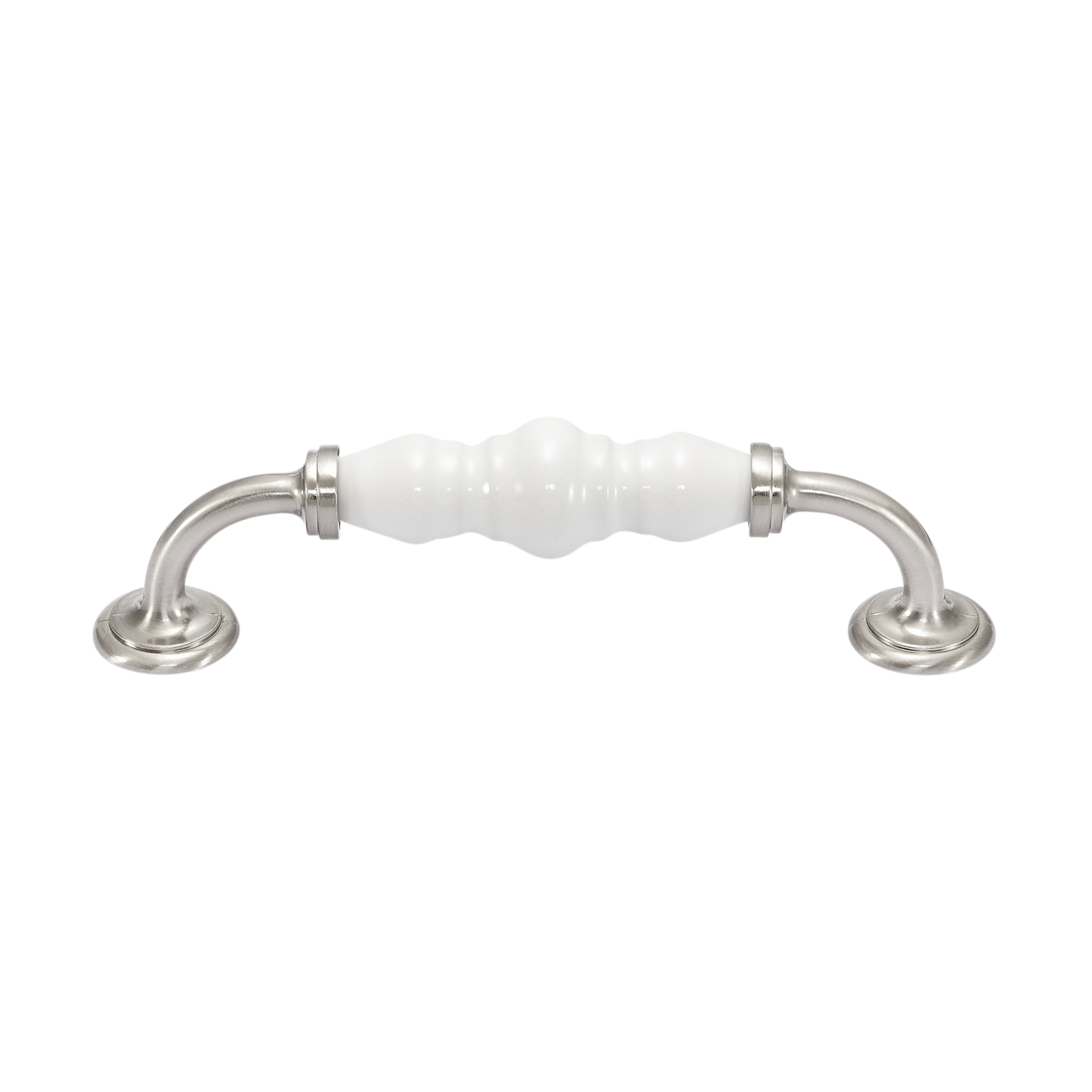 Momo Trianon D Handle 128mm In White & Brushed Nickel (1)