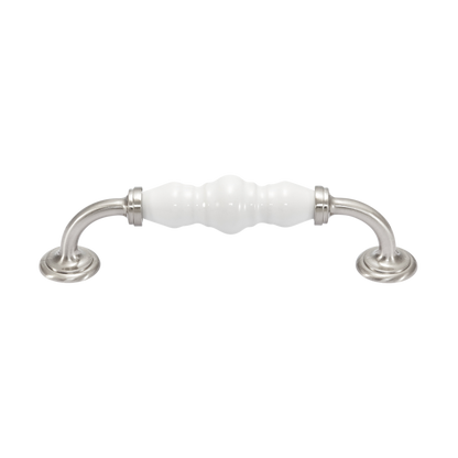 Momo Trianon D Handle 128mm In White & Brushed Nickel (1)