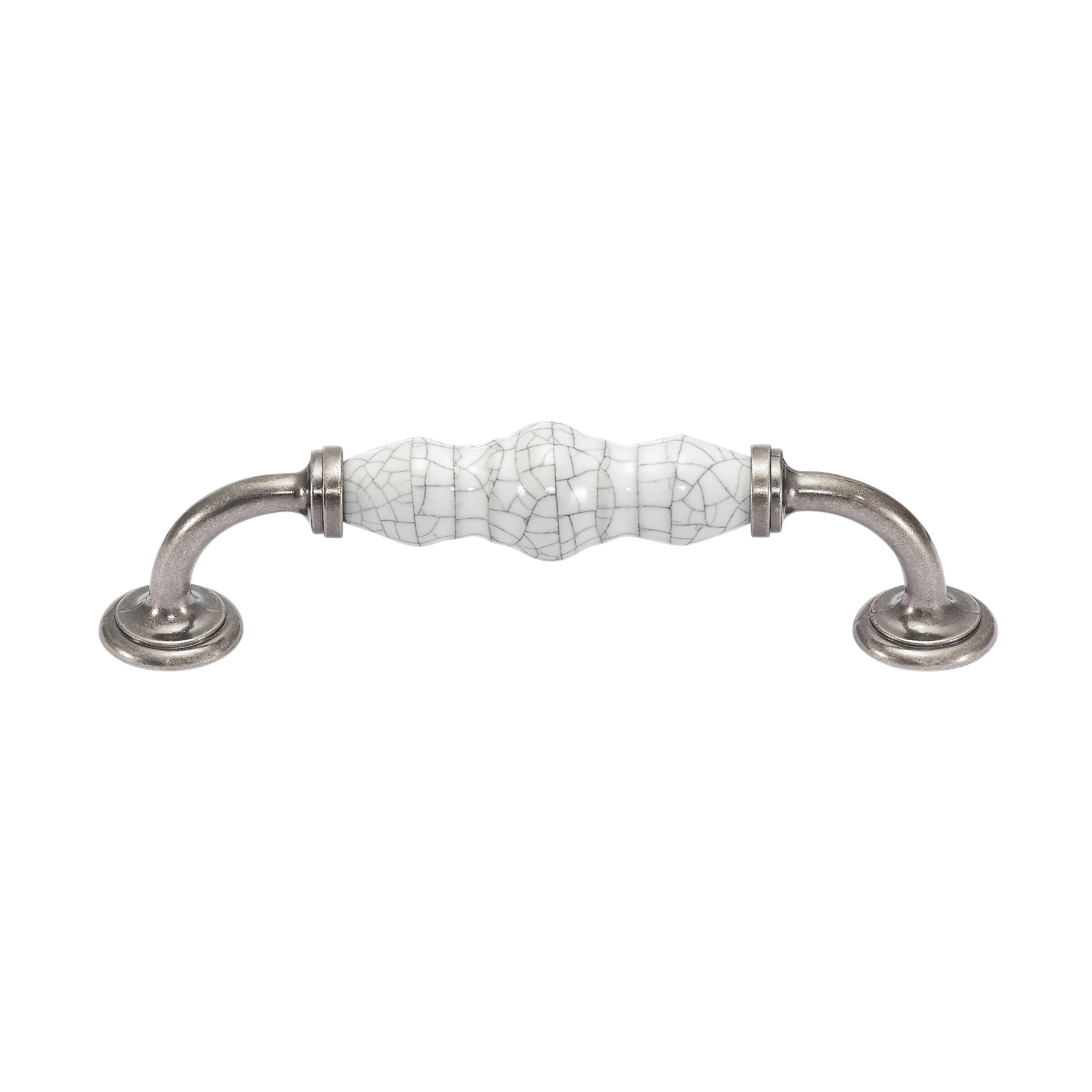 Momo Trianon D Handle 128mm In White Crackle & Pewter (1)