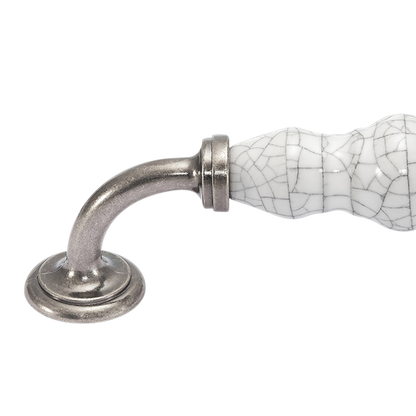 Momo Trianon D Handle 128mm in White Crackle & Pewter (2)