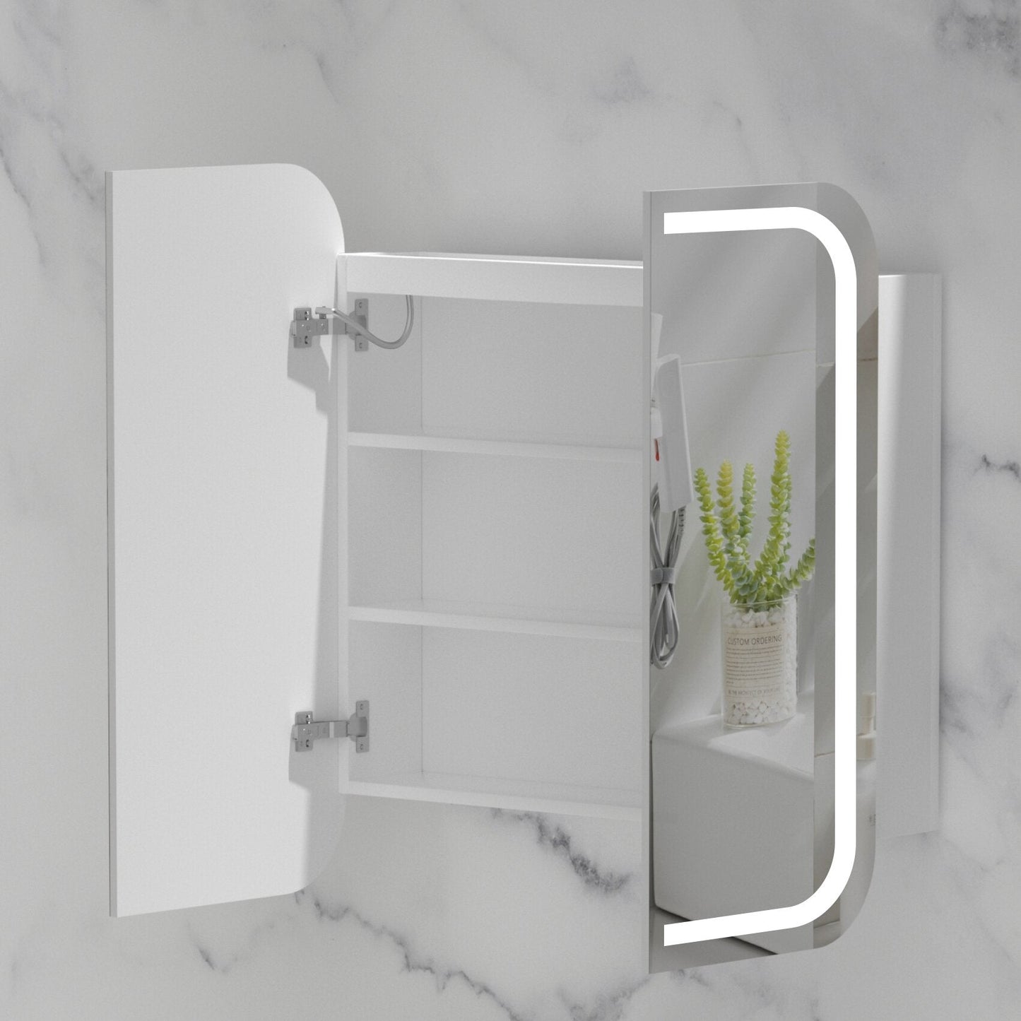 CARYSIL  750x800mm Grand LED MATTE WHITE Shaving Cabinet