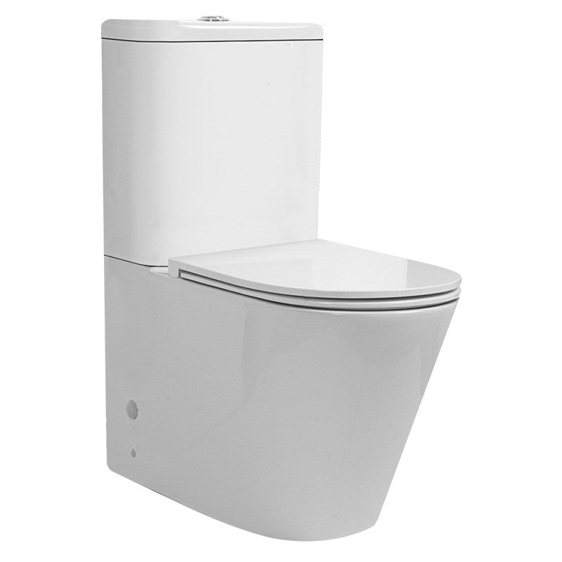 Wall Faced Rimless White Two-piece Toilet Suite