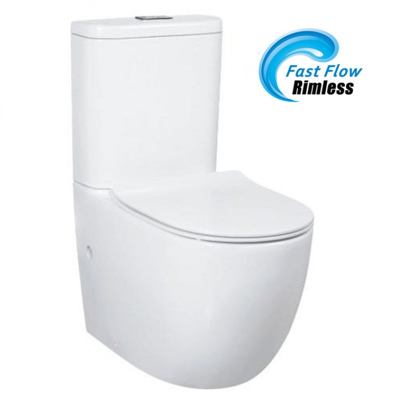 Two Piece Toilet Suite Rimless Flush 635*350*870mm