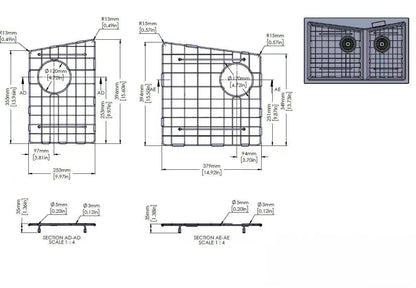 Stainless Steel Chrome Sink Grid for Carysil CGDB
