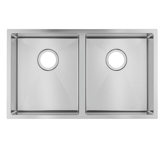 304 Stainless Steel Hand-made Double Bowl Kitchen Sink(Round Edges) 770*450*215mm