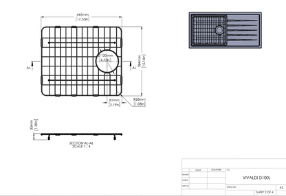 Stainless Steel Gunmetal Grid For Carysil Vivaldi D100L