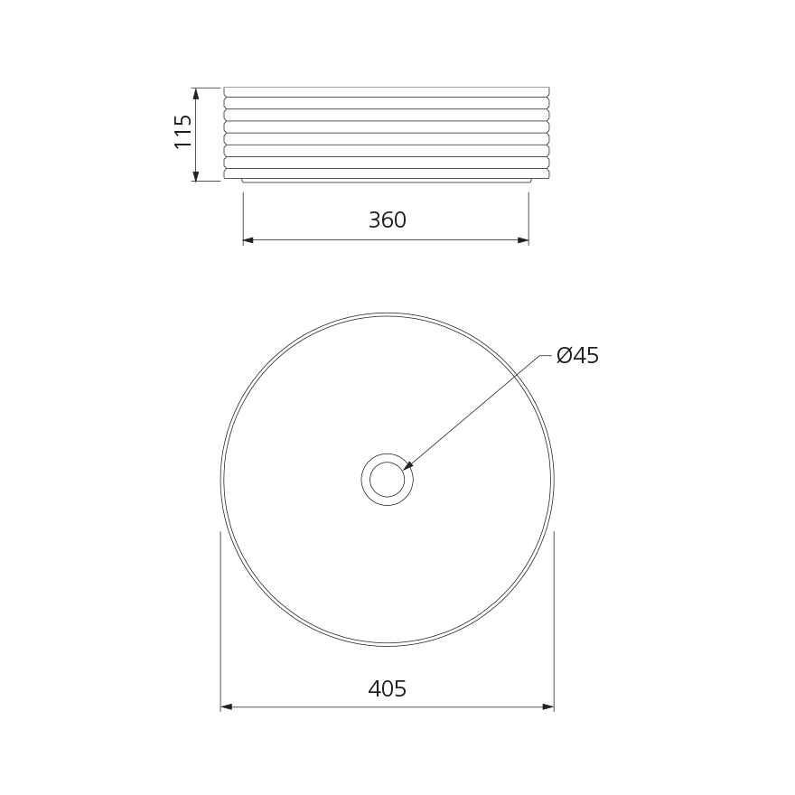 Terzofoco Grey Ribbed Short Circular Counter Top Basin