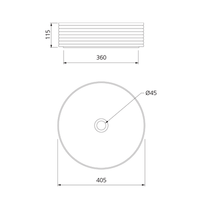 Terzofoco Grey Ribbed Short Circular Counter Top Basin
