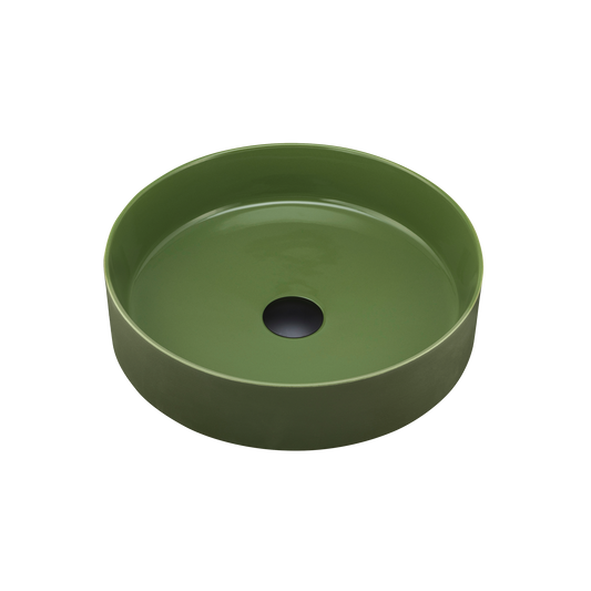 Terzofoco Olive Green Short Circular Counter Top Basin