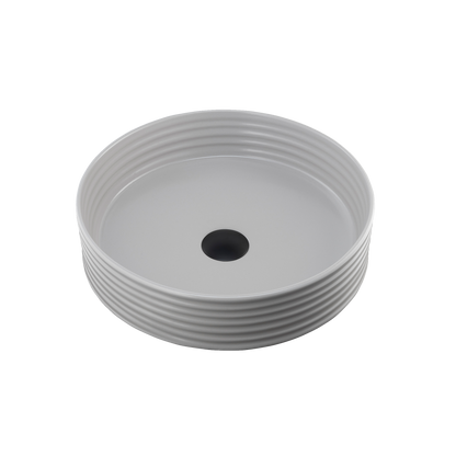Terzofoco Grey Ribbed Short Circular Counter Top Basin