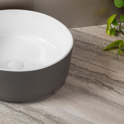 Terzofoco Natural Earth and White Circular Counter Top Basin