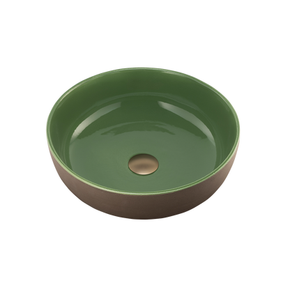 Terzofoco Natural Earth and Sage Green Curved Counter Top Basin