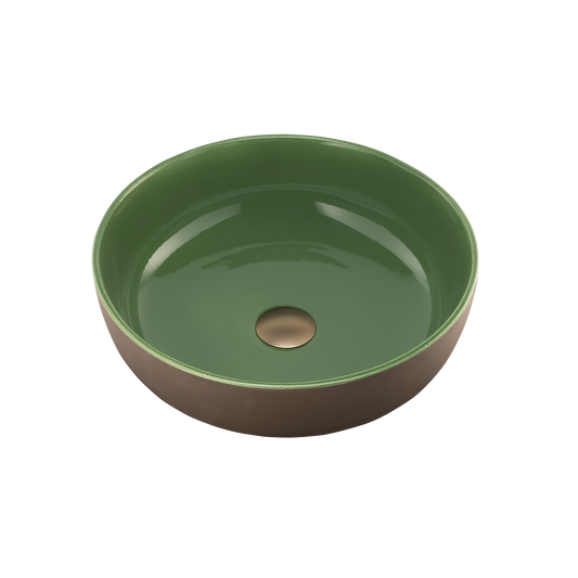 Terzofoco Natural Earth and Sage Green Curved Counter Top Basin