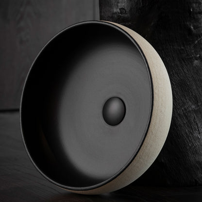Terzofoco Light Earth and Matte Black Curved Counter Top Basin
