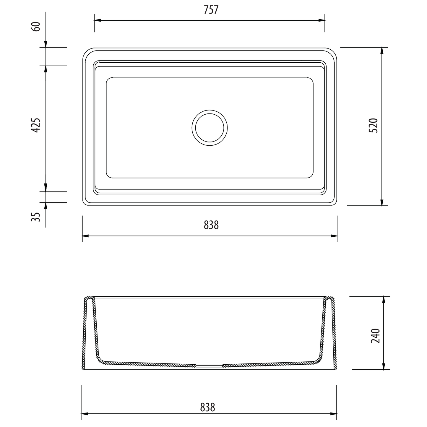 Santorini Farmhouse Undermount Sink