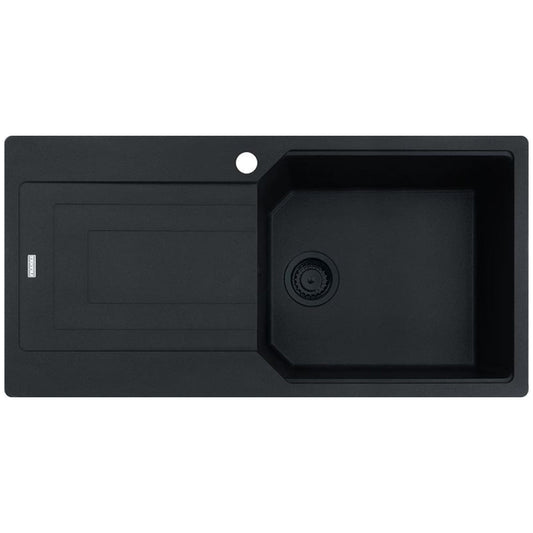 Franke Urban Fragranite Matte Black Left Hand Single Bowl Sink with Drainer Kit