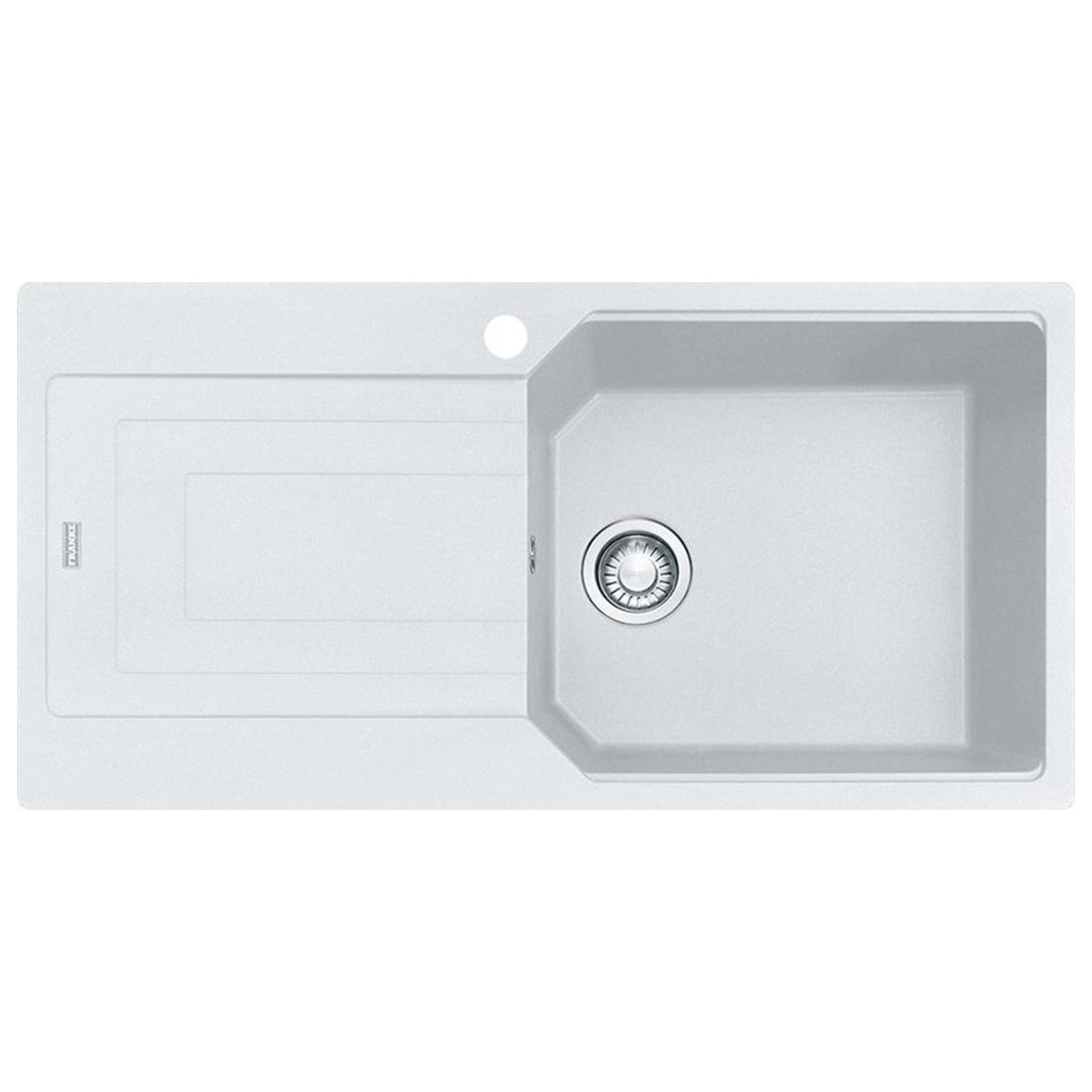 Franke Urban Fragranite Polar White Left Hand Single Bowl Sink with Drainer Kit