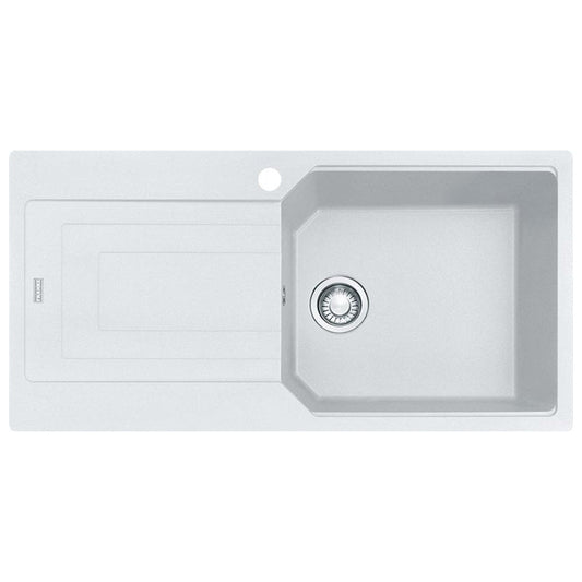 Franke Urban Fragranite Polar White Left Hand Single Bowl Sink with Drainer Kit