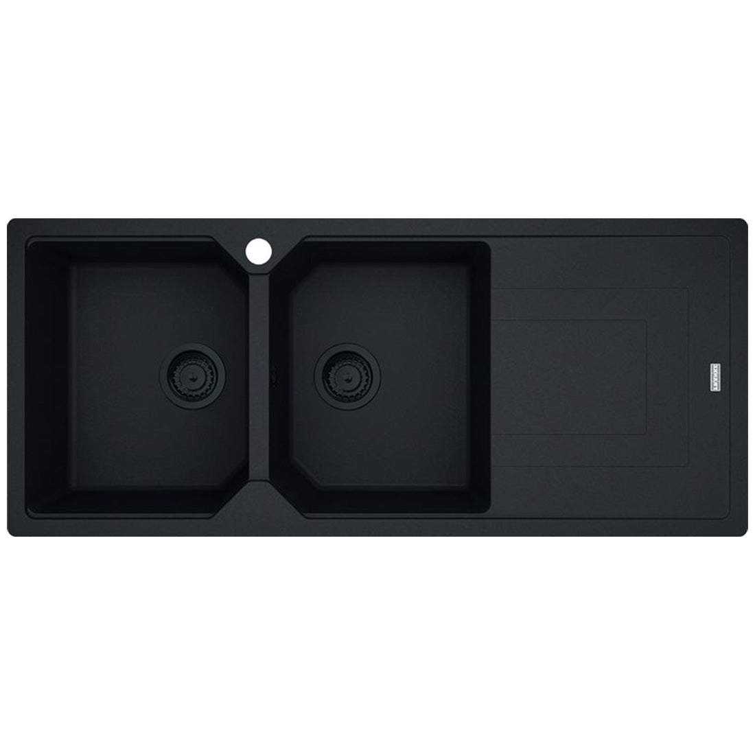 Franke Urban Fragranite Matte Black Topmount Double Bowl Sink with Right Hand Drainer