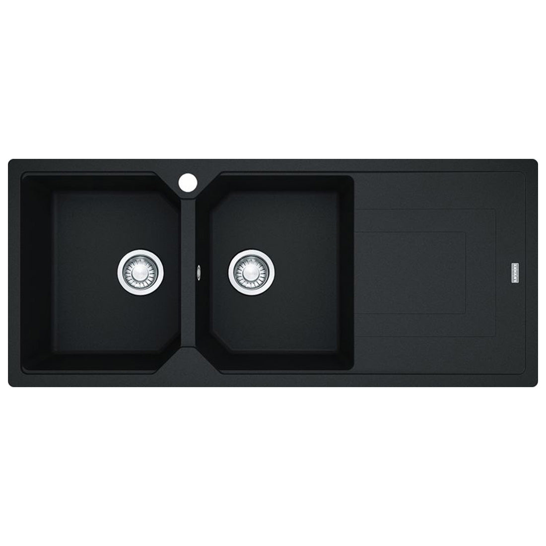 Franke Urban Fragranite Onyx Topmount Double Bowl Sink with Right Hand Drainer