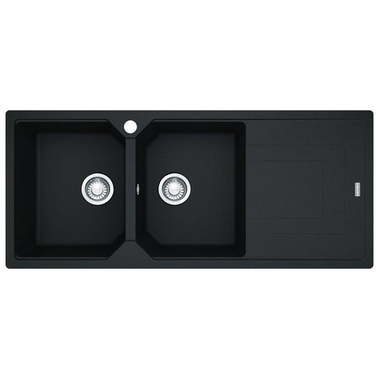 Franke Urban Fragranite Onyx Topmount Double Bowl Sink with Right Hand Drainer