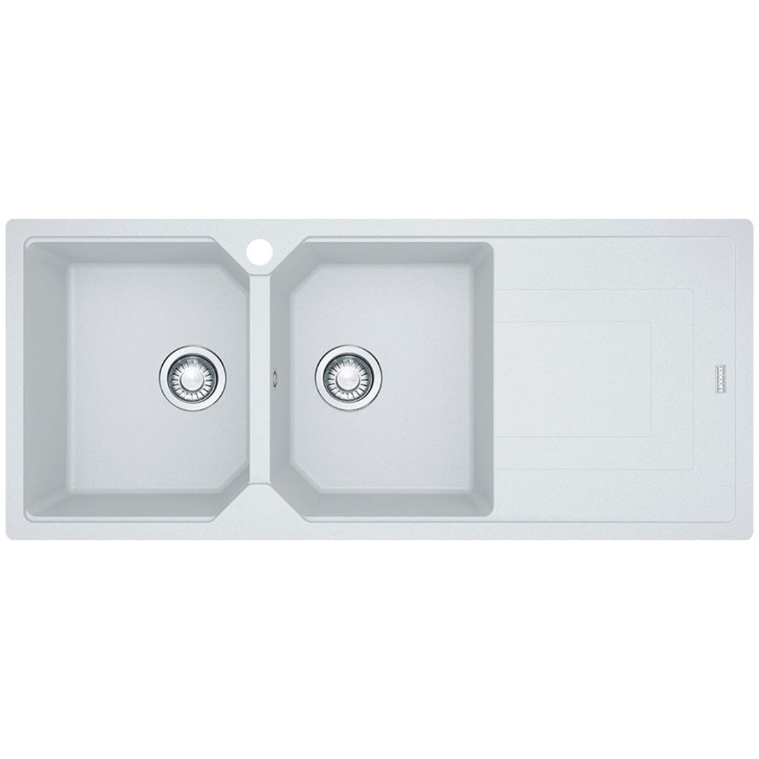 Franke Urban Fragranite Polar White Topmount Double Bowl Sink with Right Hand Drainer