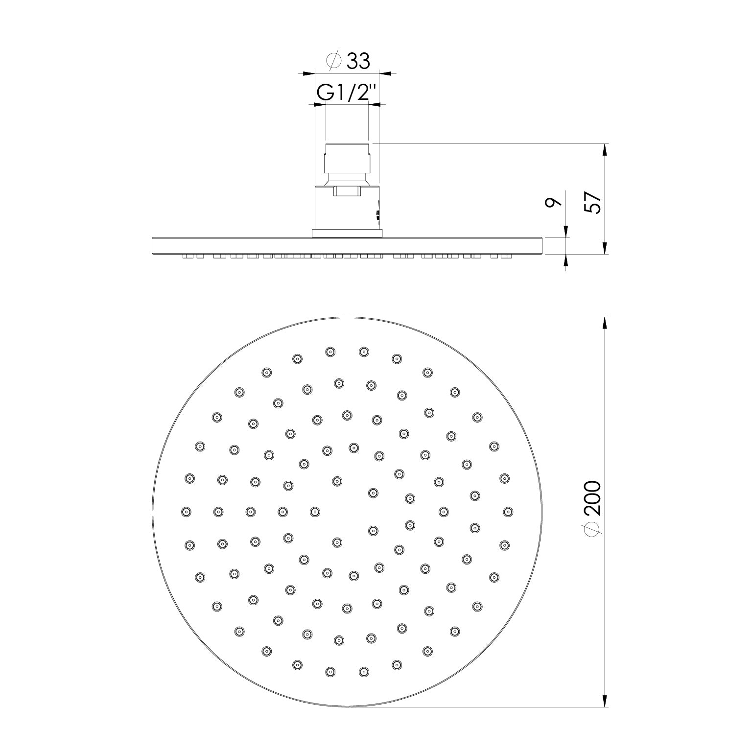 Vivid Shower Rose 200mm Round