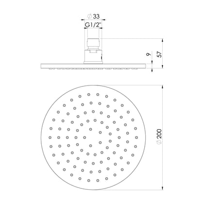 Vivid Shower Rose 200mm Round