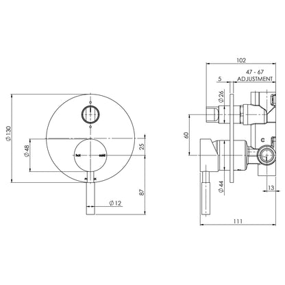 Vivid Shower / Bath Diverter Mixer