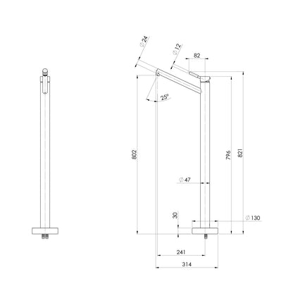 Vivid Floor Mounted Bath Mixer
