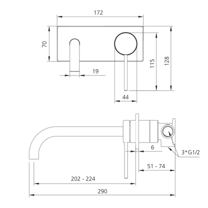 Venice Curved Wall Mixer Set