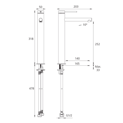 Venice Straight Tower Basin Mixer