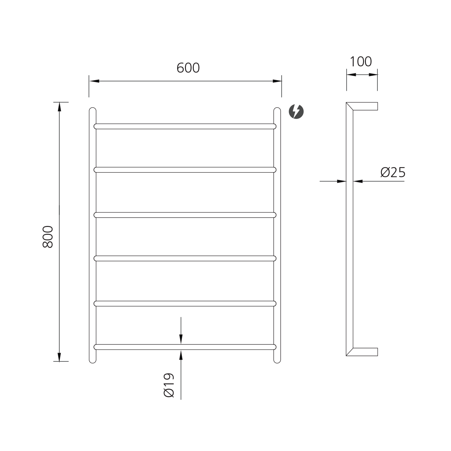 Venice Stainless Steel Heated Towel Ladder
