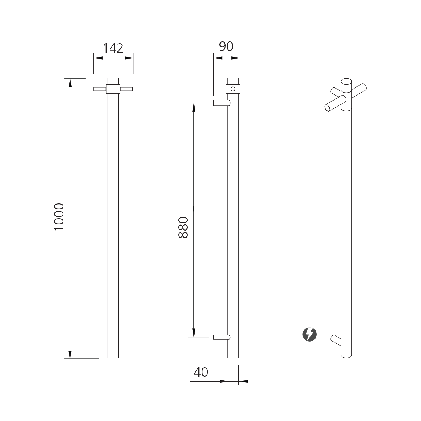 Venice Stainless Steel Heated Vertical Towel Rail