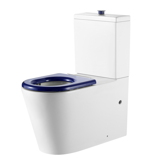 Vienna Back To Wall Care Toilet Suite With Blue Seat and Buttons