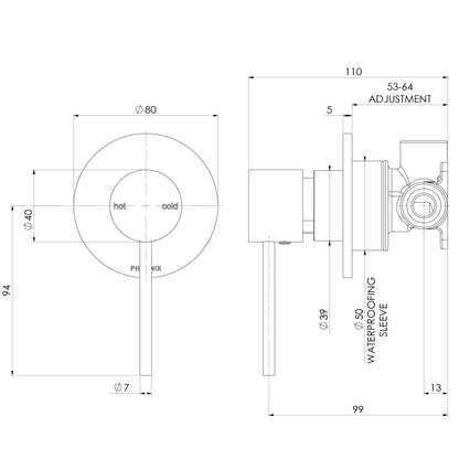 Vivid Slimline SwitchMix Shower / Wall Mixer Fit-Off Kit