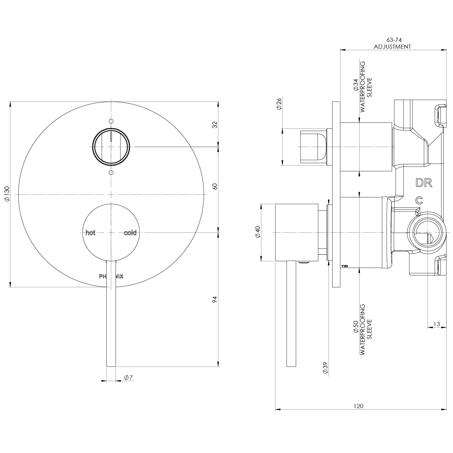 Vivid Slimline SwitchMix Shower / Bath Diverter Mixer Fit-Off Kit
