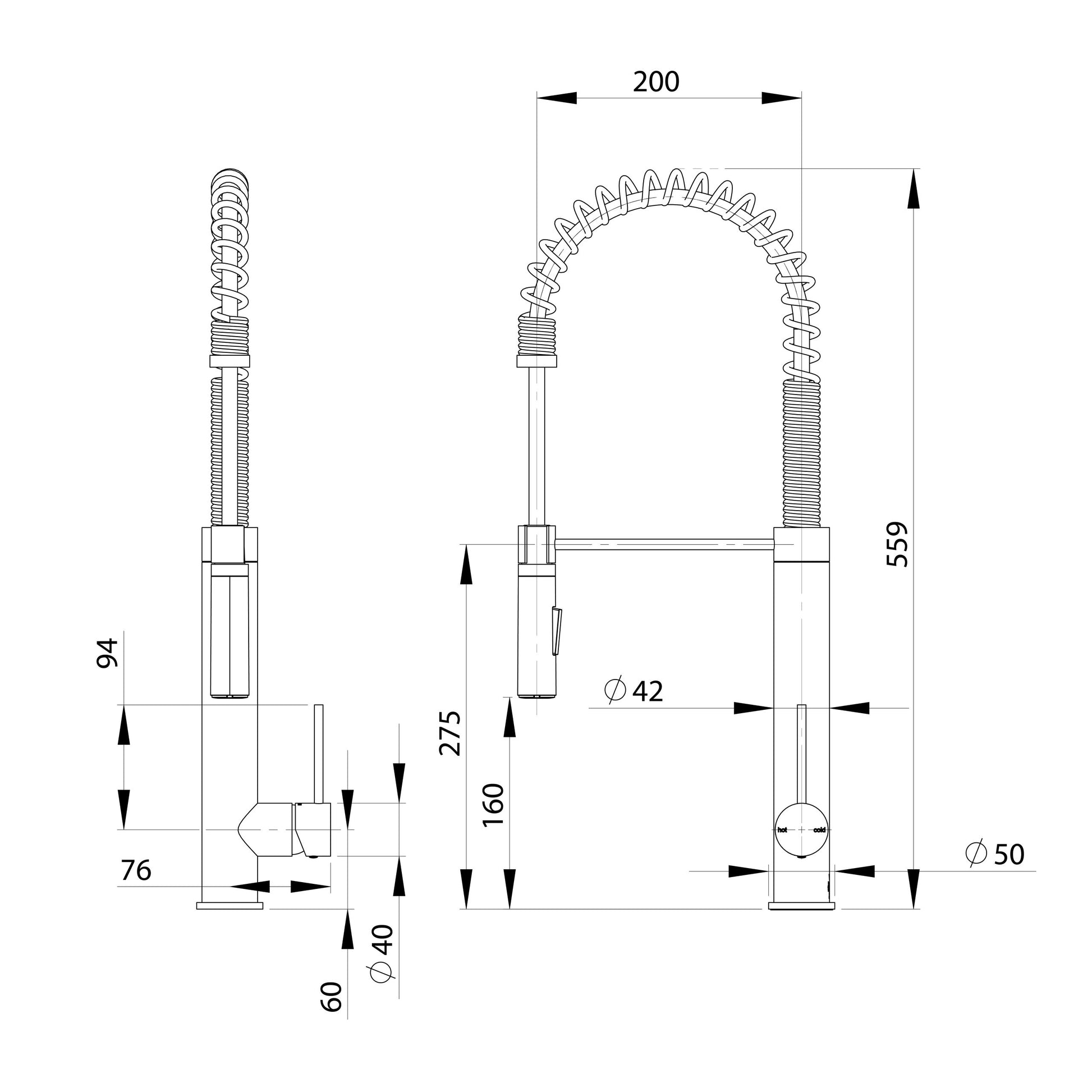 Vivid Slimline Tall Spring Sink Mixer 200mm
