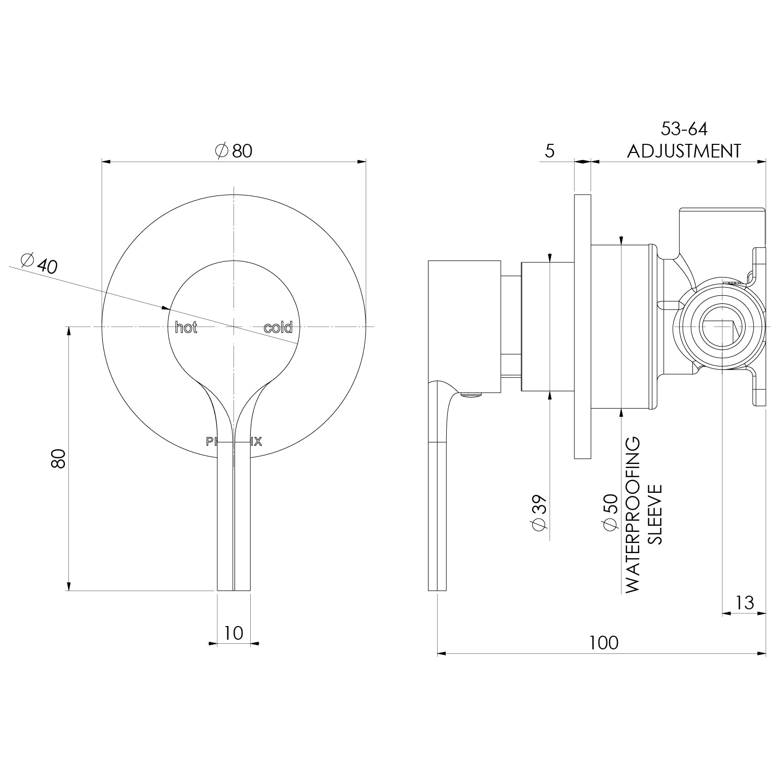 Vivid Slimline Oval SwitchMix Shower / Wall Mixer