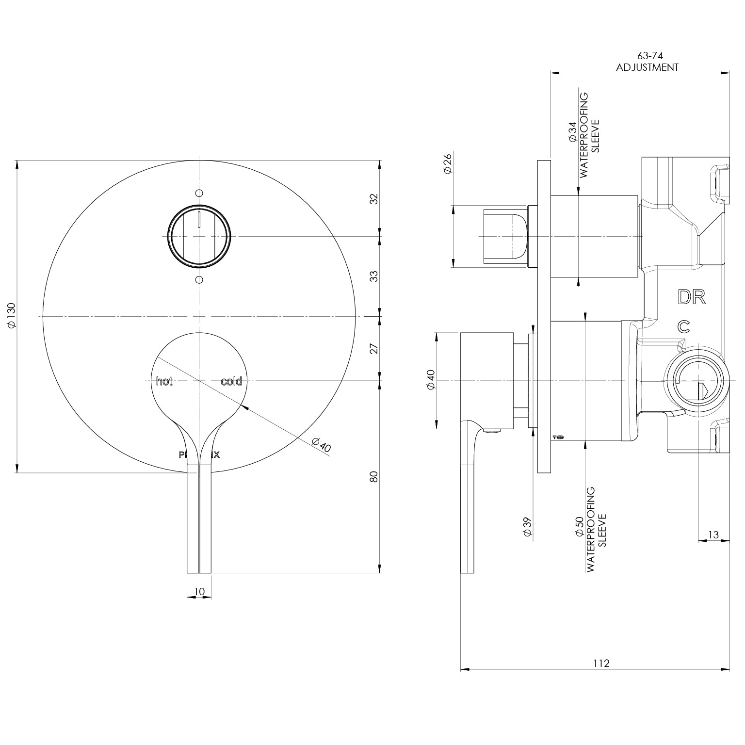 Vivid Slimline Oval SwitchMix Shower / Bath Diverter Mixer