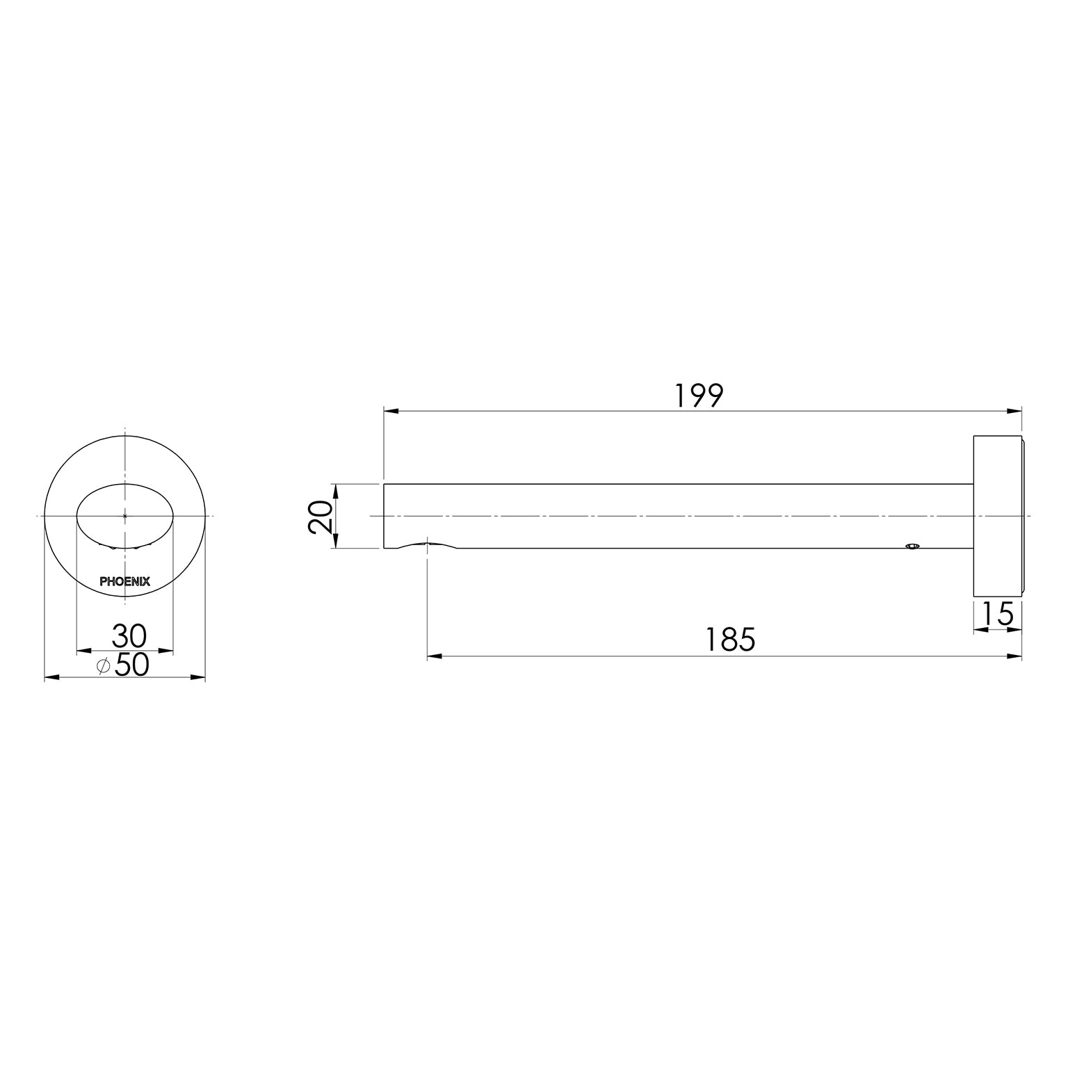 Vivid Slimline Oval Wall Bath Outlet 180mm