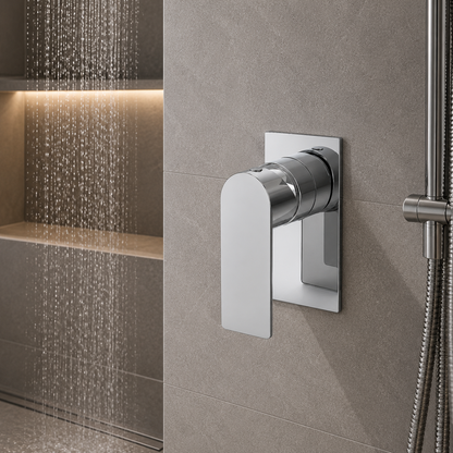 Orvieon Velora Wall Mixer in Sterling Chrome, installed