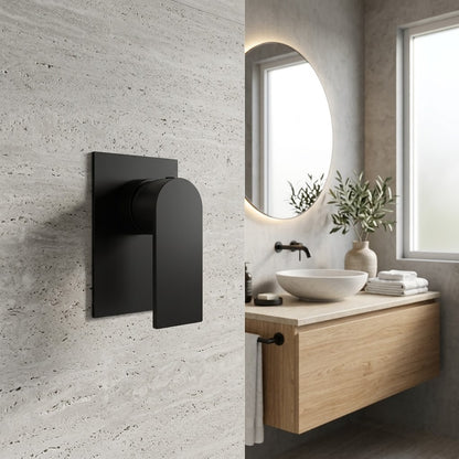 Orvieon Velora Wall Mixer in Noir Obsidian, installed
