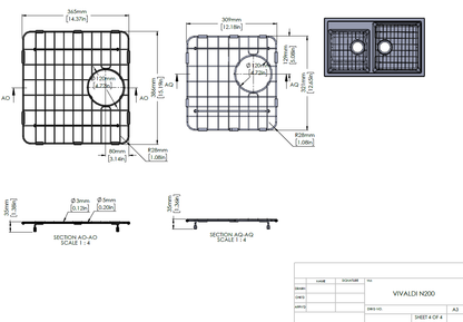 Stainless Steel Gunmetal Sink Grid for Carysil Vivaldi N200