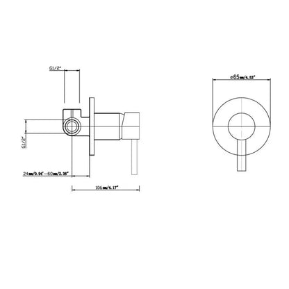 LUCID PIN Brushed Nickel Round Shower/Bath Wall Mixer(80mm Cover Plate)(color up)