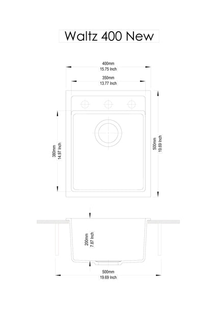Carysil Waltz Single Bowl Granite Kitchen Sink 400*500 mm
