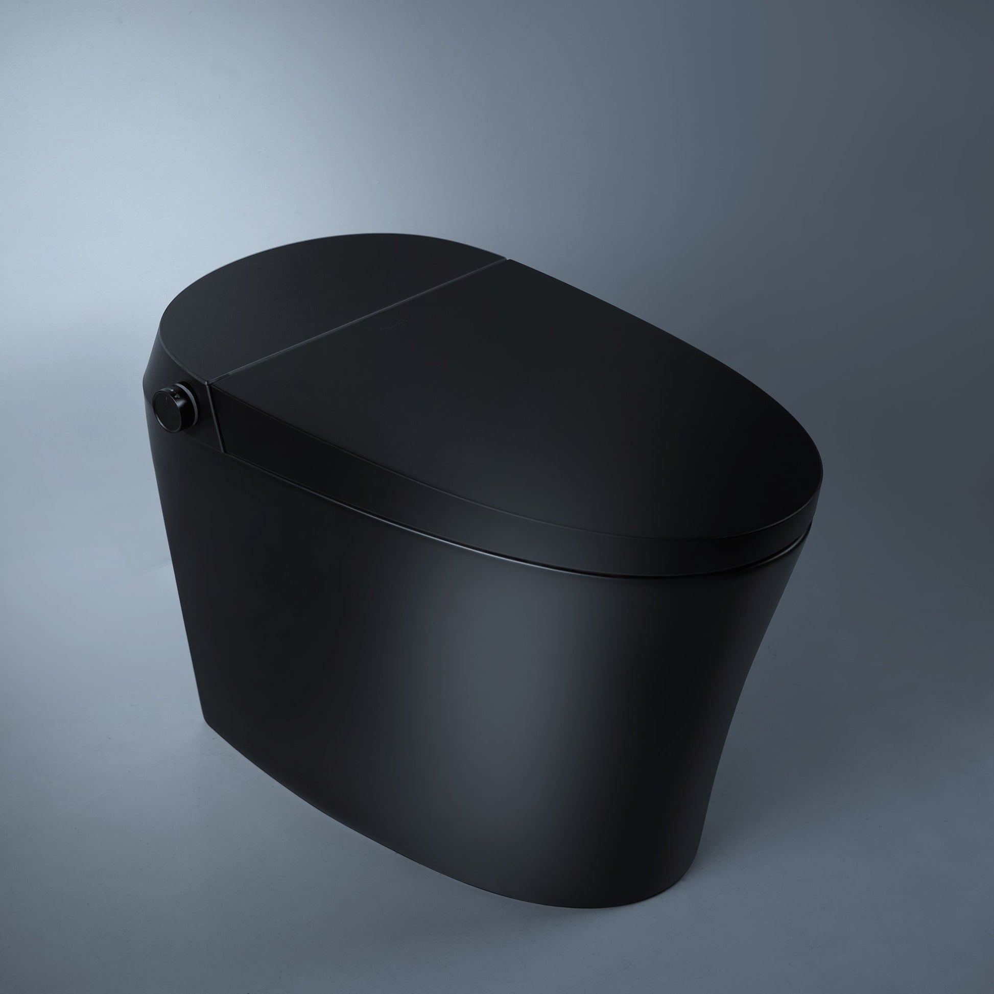 Matte black Alia Smart Toilet with integrated bidet, elegant design and advanced automated cleaning features, perfect for high-end, contemporary bathrooms.