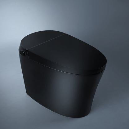 Matte black Alia Smart Toilet with integrated bidet, elegant design and advanced automated cleaning features, perfect for high-end, contemporary bathrooms.