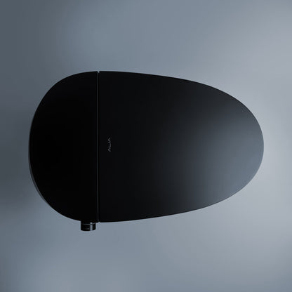 Matte black Alia Smart Toilet with integrated bidet shown from an top, emphasizing its slim build and refined finish for stylish, smart bathrooms.